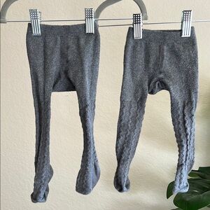 TWIN Janie & Jack Gray Knit Baby Tights